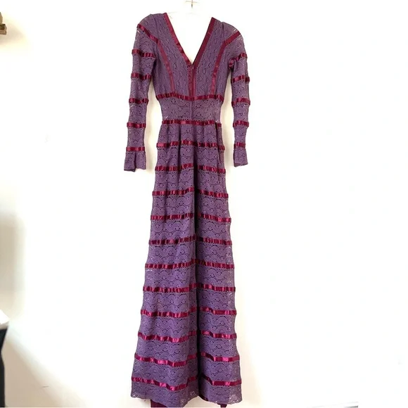 Rosmarie 60's / 70's Vintage Eggplant Custom-Made Crochet Lace Dress